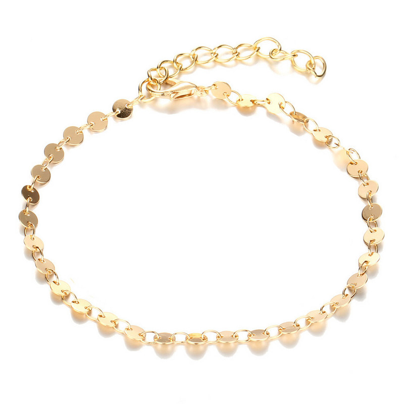 Αξεσουάρ κοσμήματα ποδιών παραλίας MinaMaMa Μονόστρωμα από ανοξείδωτο ατσάλι με δίσκο καρδιών με παγιέτες για γυναίκες με αλυσίδα ποδιών