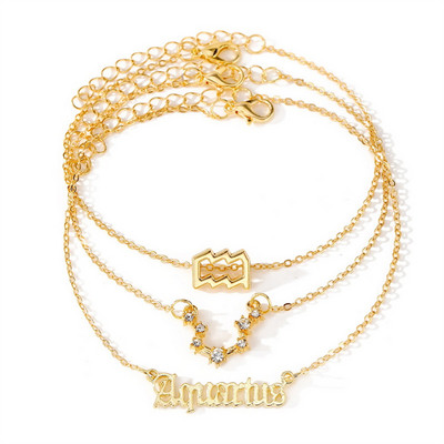 3 τεμ/Σετ 12 αστεράκια για γυναίκες χρυσό χρώμα με ζώδια Βραχιόλι στον αστράγαλο Ξυπόλητη αλυσίδα Κοσμήματα καλοκαιρινού πάρτι γενεθλίων