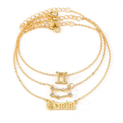 3 τεμ/Σετ 12 αστεράκια για γυναίκες χρυσό χρώμα με ζώδια Βραχιόλι στον αστράγαλο Ξυπόλητη αλυσίδα Κοσμήματα καλοκαιρινού πάρτι γενεθλίων