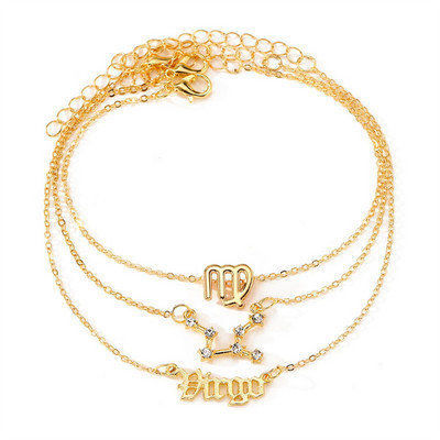 3 τεμ/Σετ 12 αστεράκια για γυναίκες χρυσό χρώμα με ζώδια Βραχιόλι στον αστράγαλο Ξυπόλητη αλυσίδα Κοσμήματα καλοκαιρινού πάρτι γενεθλίων