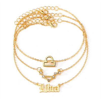 3 τεμ/Σετ 12 αστεράκια για γυναίκες χρυσό χρώμα με ζώδια Βραχιόλι στον αστράγαλο Ξυπόλητη αλυσίδα Κοσμήματα καλοκαιρινού πάρτι γενεθλίων