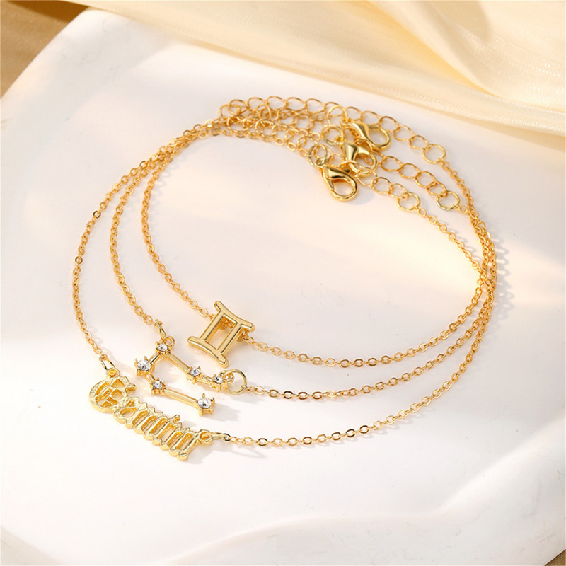 3 τεμ/Σετ 12 αστεράκια για γυναίκες χρυσό χρώμα με ζώδια Βραχιόλι στον αστράγαλο Ξυπόλητη αλυσίδα Κοσμήματα καλοκαιρινού πάρτι γενεθλίων