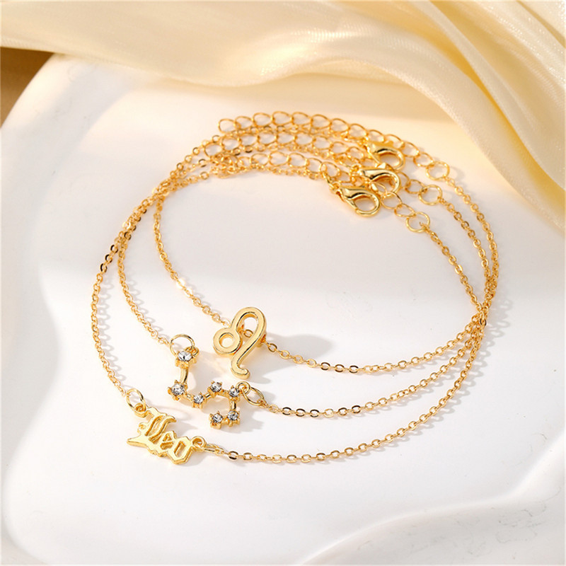 3 τεμ/Σετ 12 αστεράκια για γυναίκες χρυσό χρώμα με ζώδια Βραχιόλι στον αστράγαλο Ξυπόλητη αλυσίδα Κοσμήματα καλοκαιρινού πάρτι γενεθλίων