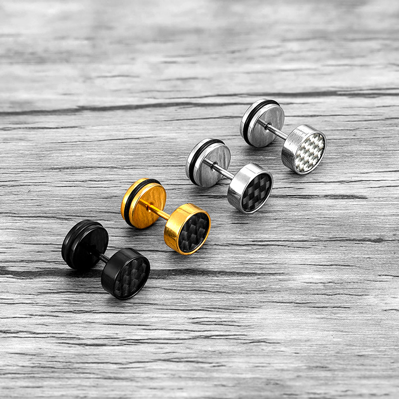 1 tk Korea moevõrest titaanist terasest kõrvaklapid meestele, naisele, lihtsad trendikõrvarõngad mustvalged süsinikkiust augustatud kõrvad