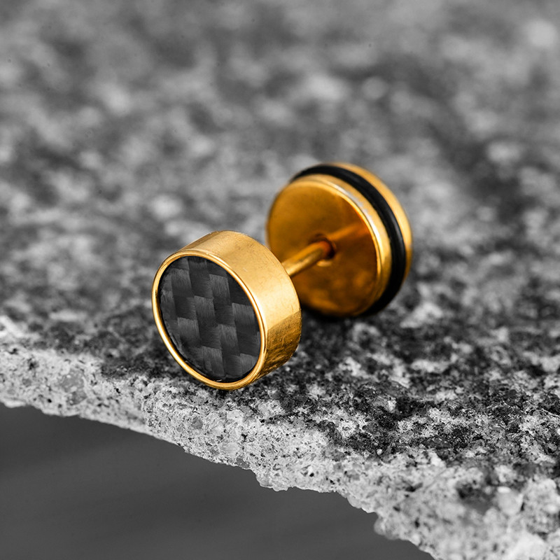 1 tk Korea moevõrest titaanist terasest kõrvaklapid meestele, naisele, lihtsad trendikõrvarõngad mustvalged süsinikkiust augustatud kõrvad