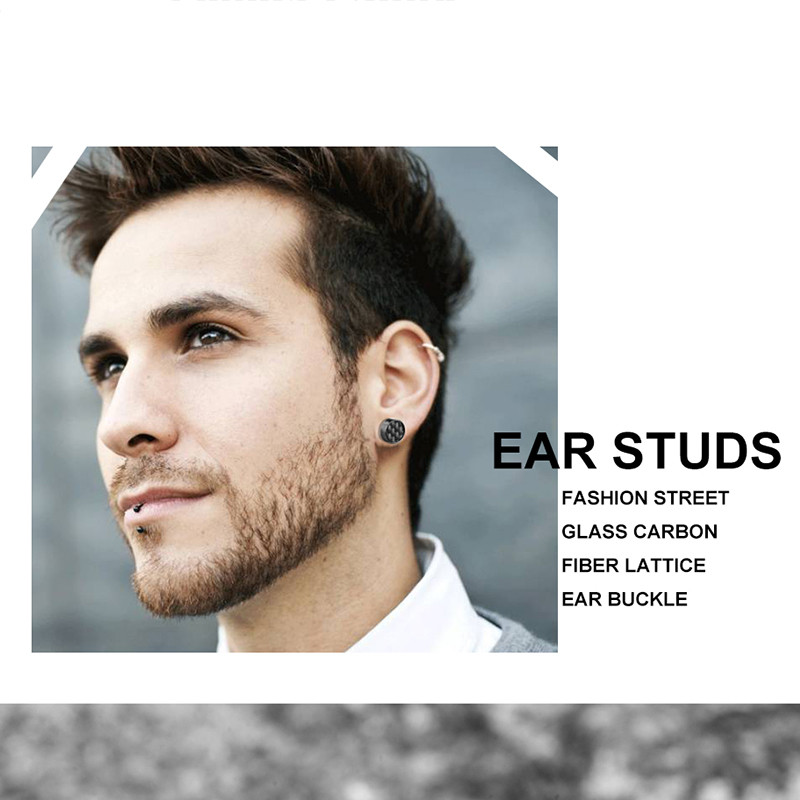 1 tk Korea moevõrest titaanist terasest kõrvaklapid meestele, naisele, lihtsad trendikõrvarõngad mustvalged süsinikkiust augustatud kõrvad