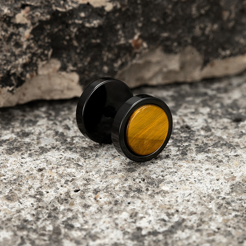 Trend naušnice od nehrđajućeg čelika za muškarce tirkizno tigrovo oko plavi pijesak kamen naušnice u obliku bučice za Ｍale hip hop rock uho nakit