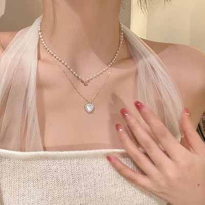 Crystal Circon Heart Star žavus sluoksnių pakabukų karolių rinkinys moteriškas žavesys Madingi kvadratiniai Kalnų krištolo moteriški vintažiniai papuošalai