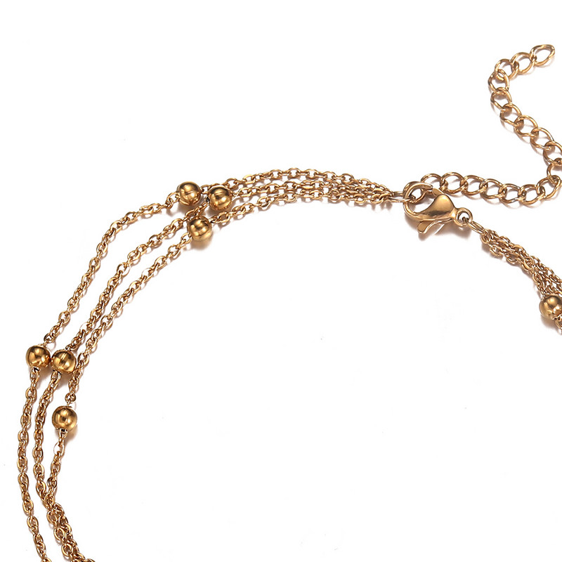 MinaMaMa nerūsējošā tērauda krelles ķēdes ķēdes pēdas potīte sievietēm meitenēm trīs slāņu pēdu ķēde vasaras rotaslietas