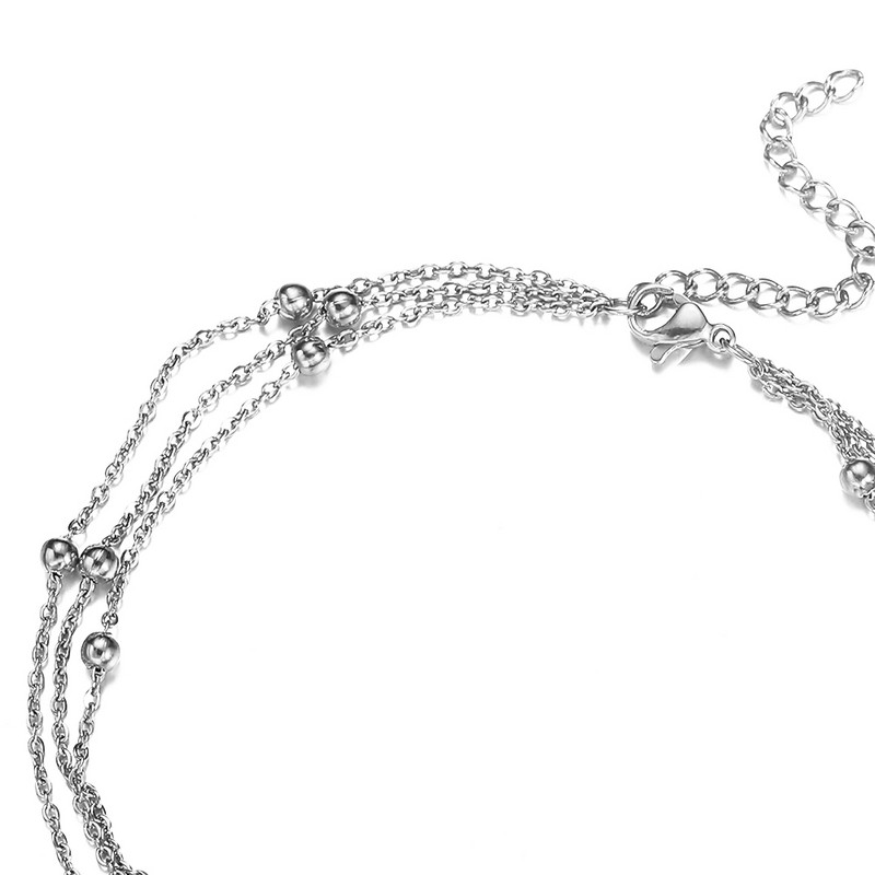 MinaMaMa nerūsējošā tērauda krelles ķēdes ķēdes pēdas potīte sievietēm meitenēm trīs slāņu pēdu ķēde vasaras rotaslietas