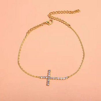 New Fashion Simple Hot Selling Rhinestone Cross Anklet Καλοκαιρινό κομψά δημιουργικά ποδαράκια για γυναίκες Δώρο κοσμήματα με αλυσίδα ποδιών