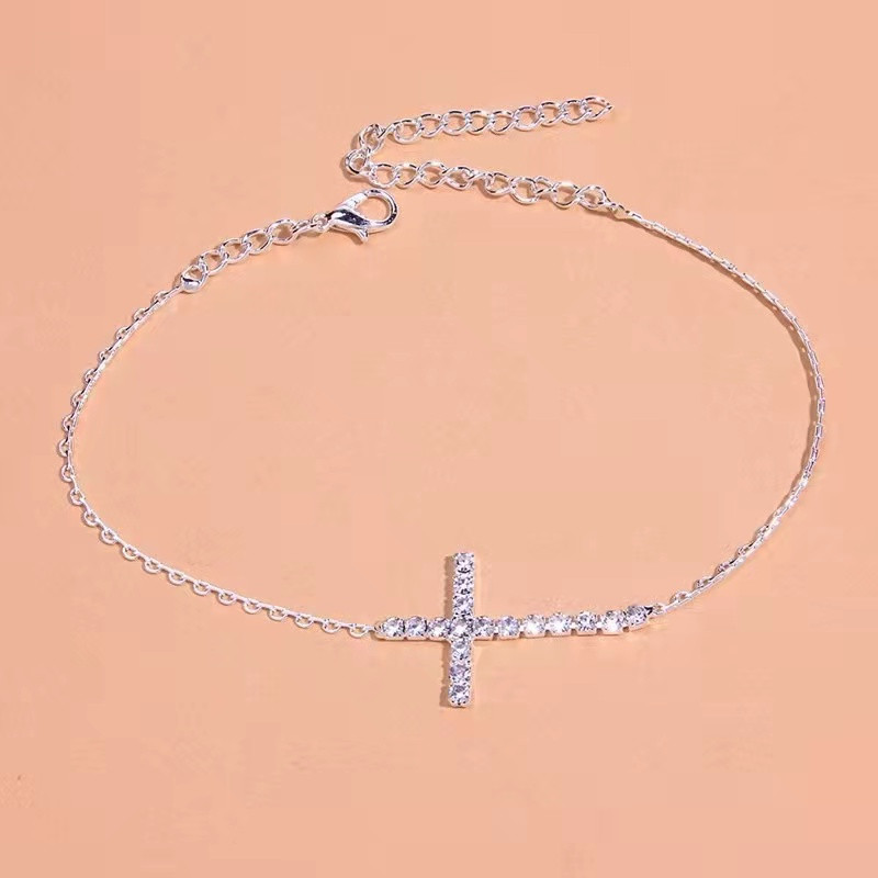 Nouă modă, simplă, de vânzare caldă, cu stras, gleznă cu cruce de vară, elegantă, creativă, pentru femei, lanț pentru picioare, bijuterii, cadou