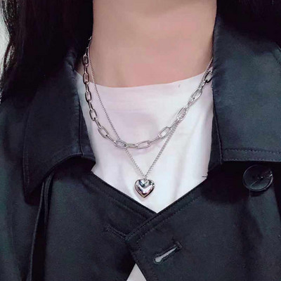 Vintage Love Heart Kaklo pakabukas moterims Madinga Estetinė Aukso Spalva Metalinė Grandininė Apykaklė Choker Vakarėlis Papuošalai Gimtadienio dovanos