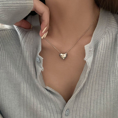 Vintage Love Heart Kaklo pakabukas moterims Madinga Estetinė Aukso Spalva Metalinė Grandininė Apykaklė Choker Vakarėlis Papuošalai Gimtadienio dovanos