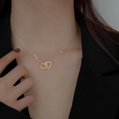 Vintage Love Heart Kaklo pakabukas moterims Madinga Estetinė Aukso Spalva Metalinė Grandininė Apykaklė Choker Vakarėlis Papuošalai Gimtadienio dovanos