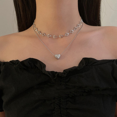 Vintage Love Heart Kaklo pakabukas moterims Madinga Estetinė Aukso Spalva Metalinė Grandininė Apykaklė Choker Vakarėlis Papuošalai Gimtadienio dovanos