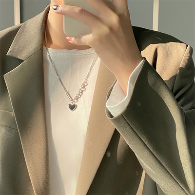 Vintage Love Heart Kaklo pakabukas moterims Madinga Estetinė Aukso Spalva Metalinė Grandininė Apykaklė Choker Vakarėlis Papuošalai Gimtadienio dovanos