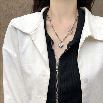 Vintage Love Heart Kaklo pakabukas moterims Madinga Estetinė Aukso Spalva Metalinė Grandininė Apykaklė Choker Vakarėlis Papuošalai Gimtadienio dovanos