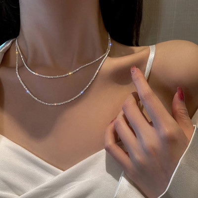 Populāra dzirkstoša kaklarota sievietēm atslēgas kaula ķēde Choker modes rotaslietas kāzu ballītei dzimšanas dienas dāvana