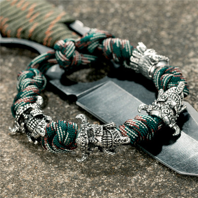 MKENDN Põhjala mereröövlite käevõrud, meeste õues kootud pael, ellujäämisnöör, antiikne viikingid, sõdalane helmed, punk ehted, kingitus