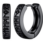 Roostevabast terasest Norra Viking Rune Hoop Kõrvarõngad Meestele Naiste Unisex 12 Mm Huggie Hoop Religioossed Kõrvarõngad Ehted