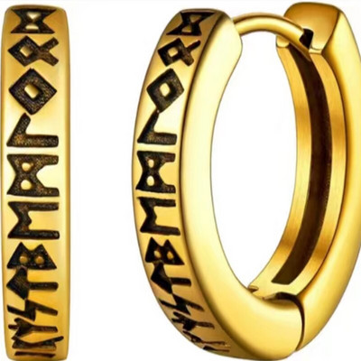 Roostevabast terasest Norra Viking Rune Hoop Kõrvarõngad Meestele Naiste Unisex 12 Mm Huggie Hoop Religioossed Kõrvarõngad Ehted
