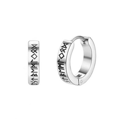Roostevabast terasest Norra Viking Rune Hoop Kõrvarõngad Meestele Naiste Unisex 12 Mm Huggie Hoop Religioossed Kõrvarõngad Ehted