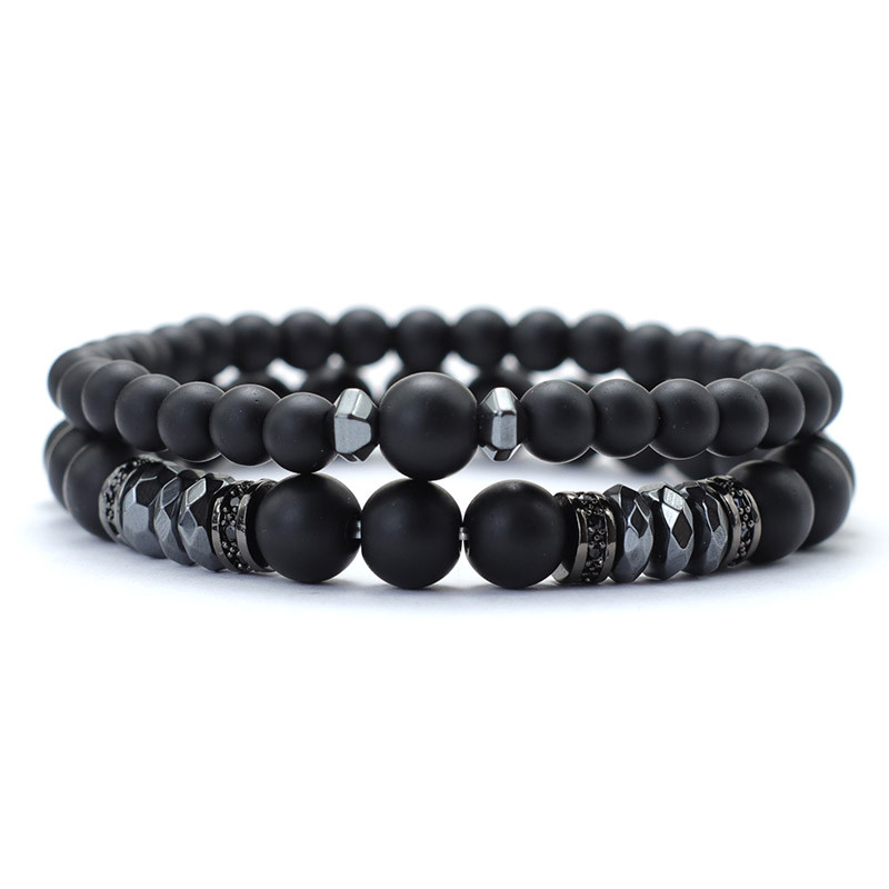 Hiphop vyrų apyrankių rinkinys 2 vienetai Aukštos kokybės cirkonio apyrankė Natūralus Lapis Lazuli Lava Tiger Eyes Akmens apyrankės Dovana jam