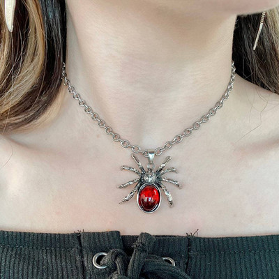 Διπλή στρώση Κόκκινο Ζιργκόν Τριαντάφυλλο Κρεμαστό Κολιέ Y2K Πολυεπίπεδο Κολιέ με αλυσίδα από πέτρα λουλουδιών Ακανόνιστο φλοράλ αισθητικής κοσμήματα Δώρα