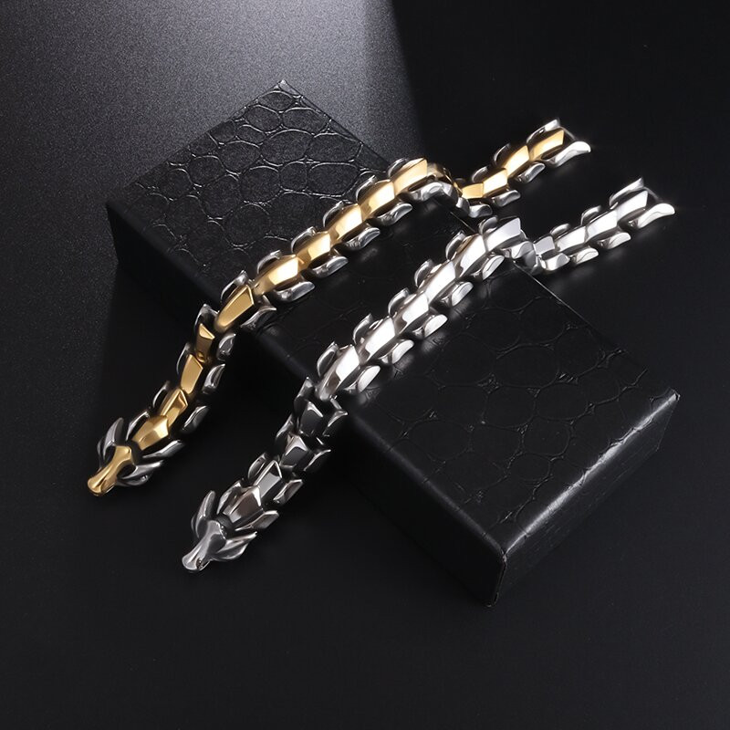 Galingo drakono sidabro spalvos kaukolės apyrankė Dominuojanti vyrų mada Retro drakono apyrankė apyrankė papuošalai Dovana