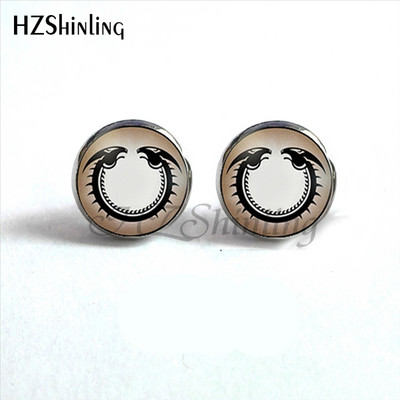 NES-004 Norse Viking Ear Stud Cross Rune Circle Auskarai Kompasas Smeigtukai Auskarai Papuošalai Stikliniai kabošono auskarai Post HZ4