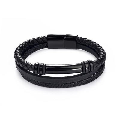 Dabīga vulkāna akmens pērlītēm rotātas rokassprādze vīriešiem Vintage šarms, nerūsējošā tērauda magnētiskā aizdare, rokassprādzes rotaslietas dāvana