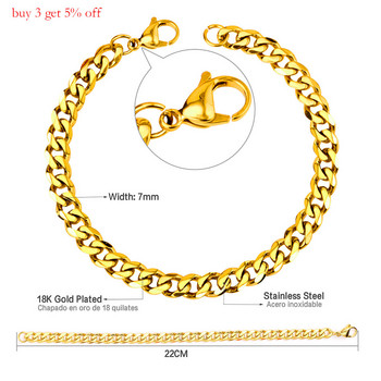 LUXUKISSKIDS Στρογγυλό βραχιόλι κύκλου χονδρικής Ανδρικά κοσμήματα Δώρο μοντέρνο χρυσό χρώμα Φαρδύ βραχιόλι με αλυσίδα 7 χιλ.