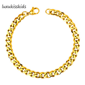 LUXUKISSKIDS Στρογγυλό βραχιόλι κύκλου χονδρικής Ανδρικά κοσμήματα Δώρο μοντέρνο χρυσό χρώμα Φαρδύ βραχιόλι με αλυσίδα 7 χιλ.