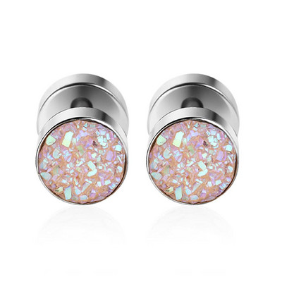 Rozsdamentes acél férfi fülbevaló fekete//ezüst színű fülbevaló fiúknak cseh kristály füldugó füldugó piercing ékszer