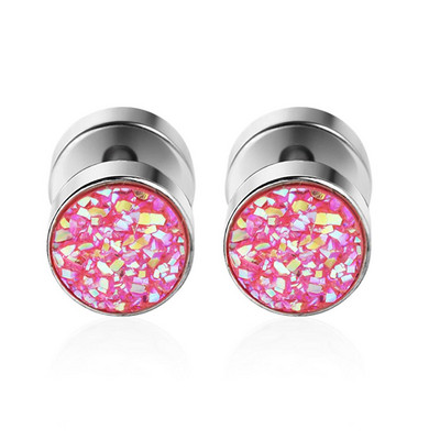 Rozsdamentes acél férfi fülbevaló fekete//ezüst színű fülbevaló fiúknak cseh kristály füldugó füldugó piercing ékszer