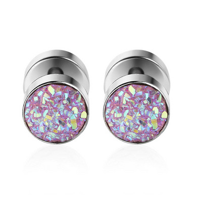 Rozsdamentes acél férfi fülbevaló fekete//ezüst színű fülbevaló fiúknak cseh kristály füldugó füldugó piercing ékszer