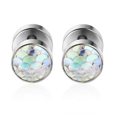 Rozsdamentes acél férfi fülbevaló fekete//ezüst színű fülbevaló fiúknak cseh kristály füldugó füldugó piercing ékszer