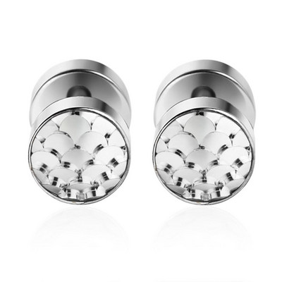 Rozsdamentes acél férfi fülbevaló fekete//ezüst színű fülbevaló fiúknak cseh kristály füldugó füldugó piercing ékszer