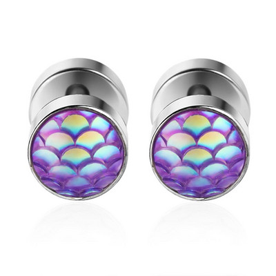 Rozsdamentes acél férfi fülbevaló fekete//ezüst színű fülbevaló fiúknak cseh kristály füldugó füldugó piercing ékszer