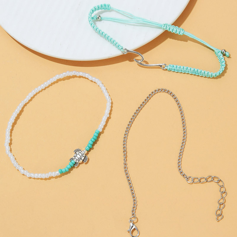 Vasaros paplūdimio vėžlio formos žavinga virvė, virvelė, kulkšnys moterims, kulkšnies apyrankė, moteriški sandalai ant kojos, grandinėlė, pėdų papuošalai