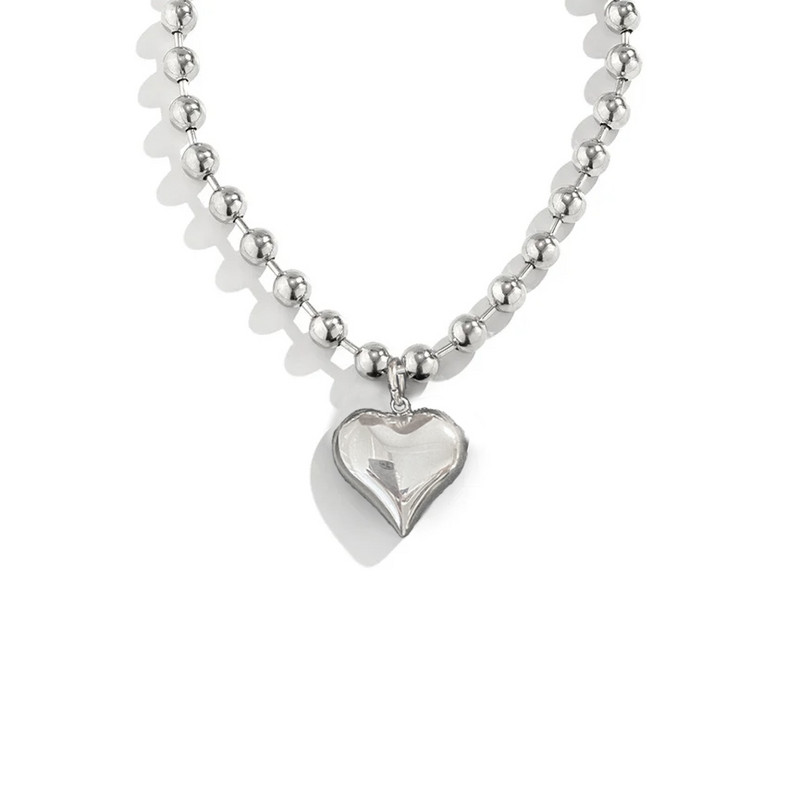 Κρεμαστό κολιέ Hip Hop Heart Steampunk Αξεσουάρ Grunge με αλυσίδα από ανοξείδωτο ατσάλι