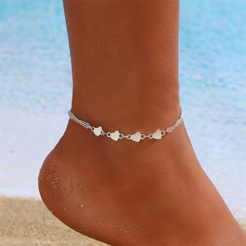 Απλά ποδαράκια Καρδιά Γυναικεία ξυπόλυτα πέδιλα Κοσμήματα ποδιών Στράβλος ποδιών στο πόδι Βραχιόλια αστραγάλου για γυναίκες Bohemian Beach Leg Chain