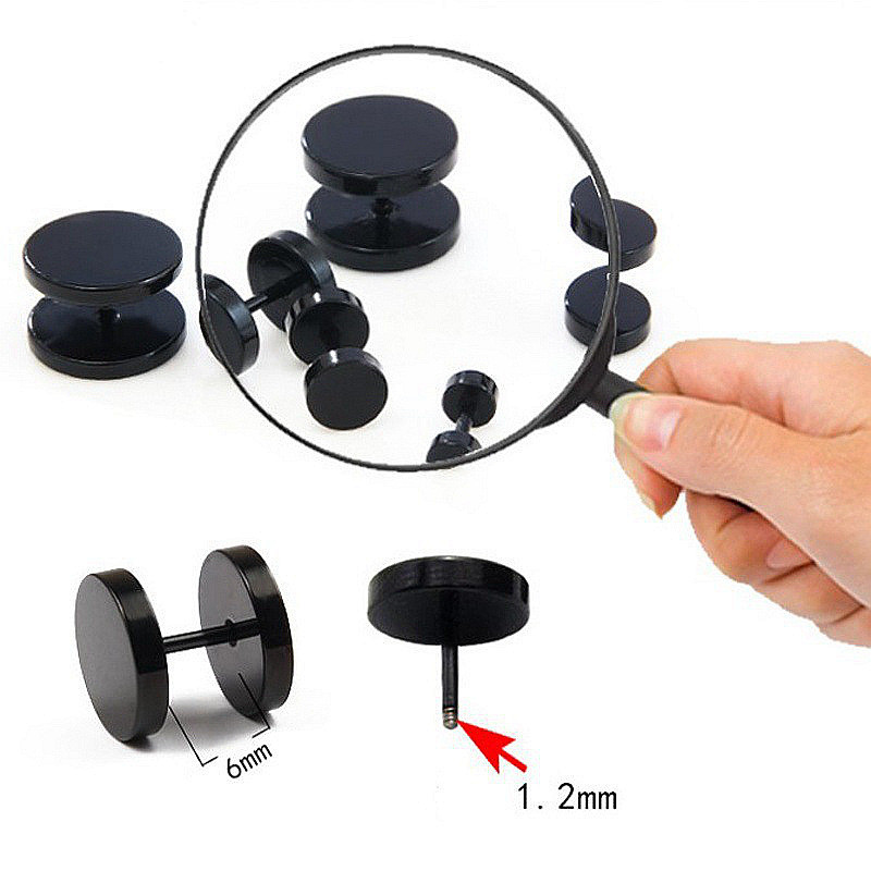 1 pāris daudzkrāsu hanteles mazi auskari ar auskariem sievietēm/vīriešiem no nerūsējošā tērauda klasiskām vienkāršām rotām Pop Gothic punk auskari