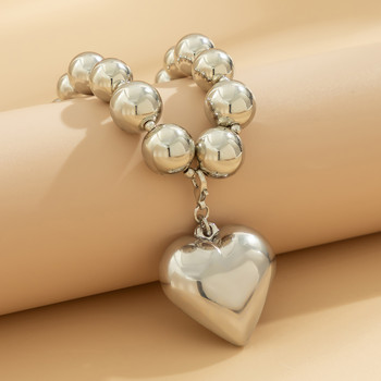 Μεγάλη αλυσίδα με χάντρες CCB με αποσπώμενη καρδιά μενταγιόν κολιέ για γυναίκες Μοντέρνο γυναικείο γιακά με χάντρες στο λαιμό Αξεσουάρ Δώρα
