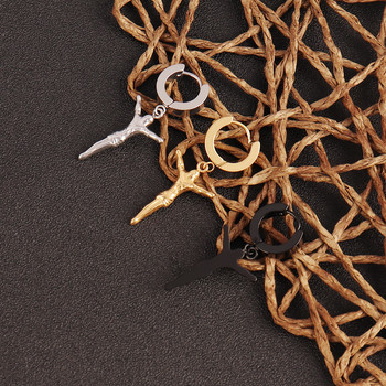 Σκουλαρίκια κρίκου από ανοξείδωτο ατσάλι 1 ΤΕΜ 316L για άντρες Γυναικεία Μαύρα φτερά σκουλαρίκι γεωμετρίας κρεμαστό σκουλαρίκι Ανδρικά κοσμήματα