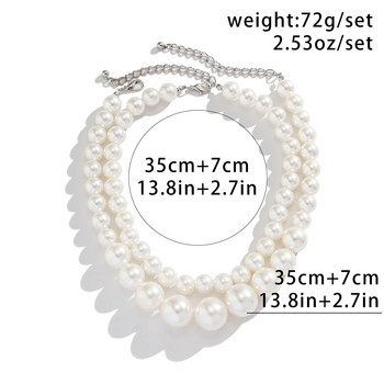 IngeSight.Z Κομψό 2 τμχ/σετ Κολιέ κολιέ με μαργαριτάρια με χάντρες κολιέ για γυναίκες 2023 Δώρο κοσμημάτων γάμου