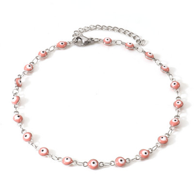 1 τμχ Ανοξείδωτο Ατσάλι Πολύχρωμο Σμάλτο Γούρια Βραχιόλι Γυναικείο με Αλυσίδες Ποδιών Κοσμήματα για πάρτι μήκους 24 εκ.