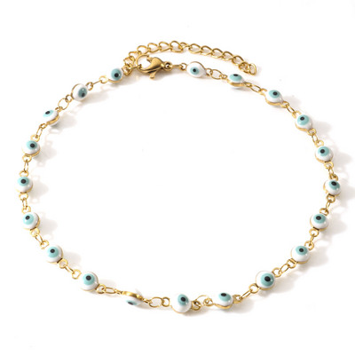 1 τμχ Ανοξείδωτο Ατσάλι Πολύχρωμο Σμάλτο Γούρια Βραχιόλι Γυναικείο με Αλυσίδες Ποδιών Κοσμήματα για πάρτι μήκους 24 εκ.