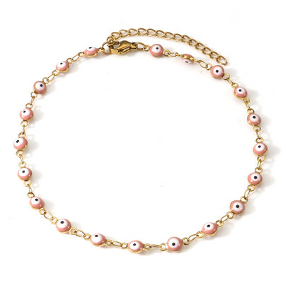 1 τμχ Ανοξείδωτο Ατσάλι Πολύχρωμο Σμάλτο Γούρια Βραχιόλι Γυναικείο με Αλυσίδες Ποδιών Κοσμήματα για πάρτι μήκους 24 εκ.